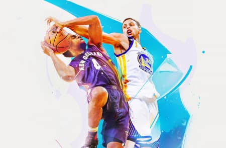 Poster with basketball players